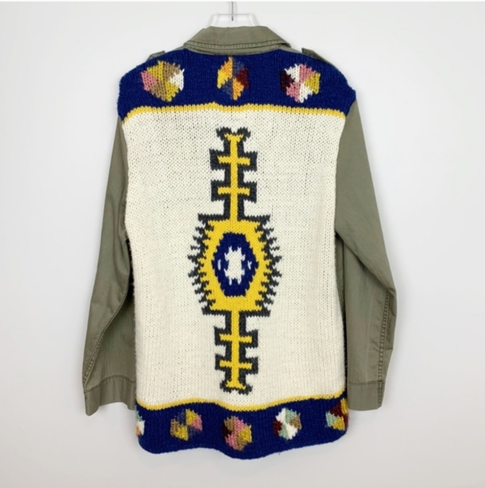 Anthropologie Knit Back Army Jacket Size Small Oversized